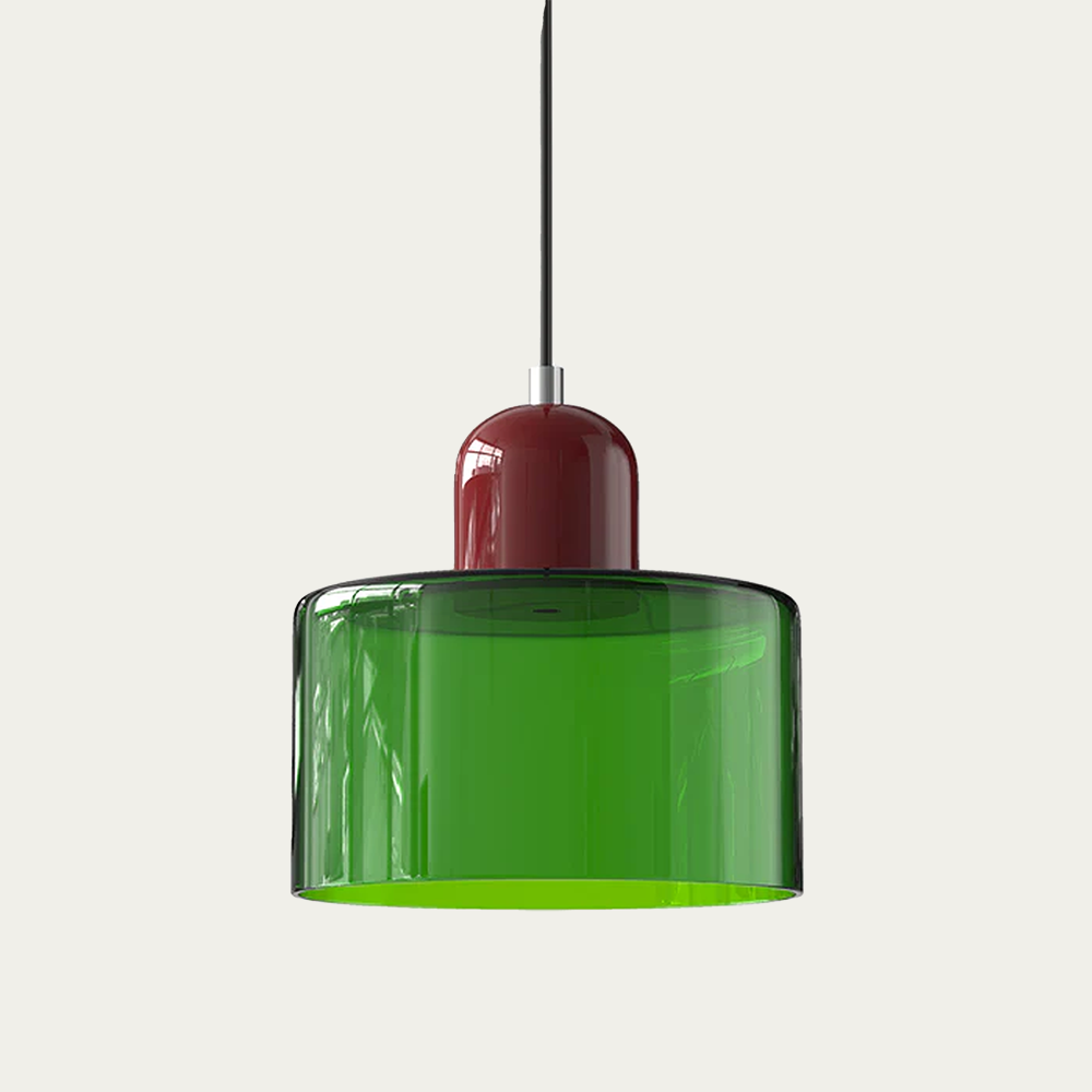 Glazen Hanglamp 15 x 17cm Lichtgroen Rood