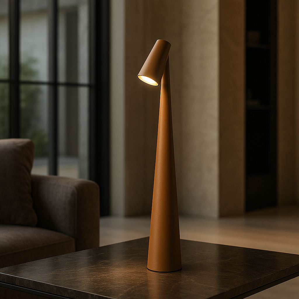 Elegante Oplaadbare Draadloze Tafellamp - Dimbare LED Nachtkast Lampje Bruin