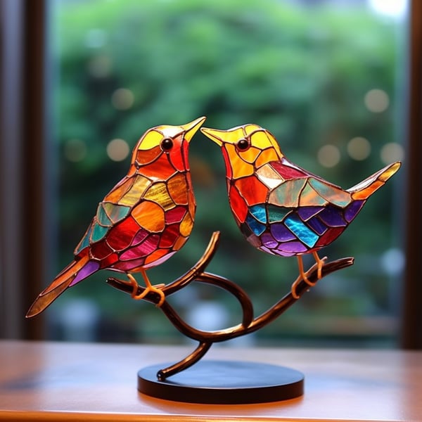 Elegante Vogel Ornamenten van Metaal - Decoratie op Eettafel 2 vogels