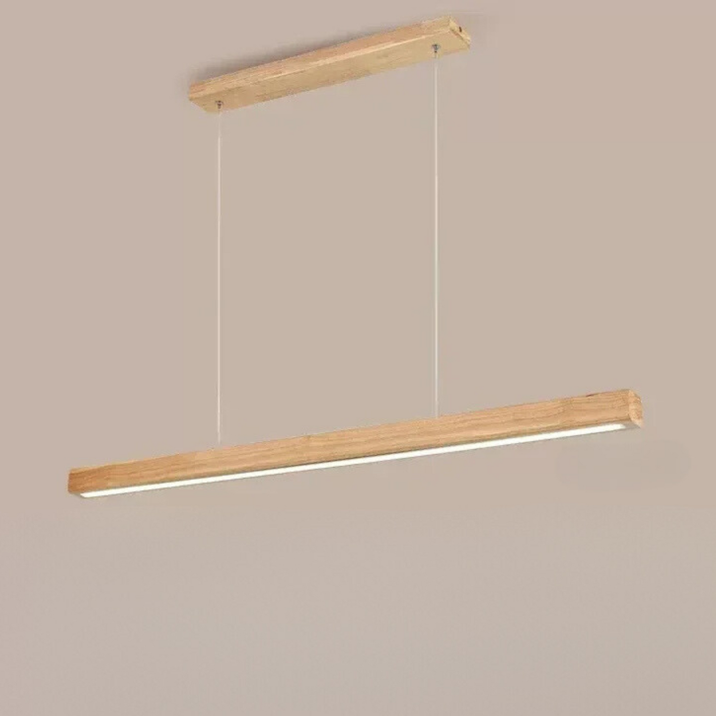 Moderne Houten Hanglamp voor Eettafel – Verstelbare LED Lamp voor Woonkamer en Slaapkamer Naturel