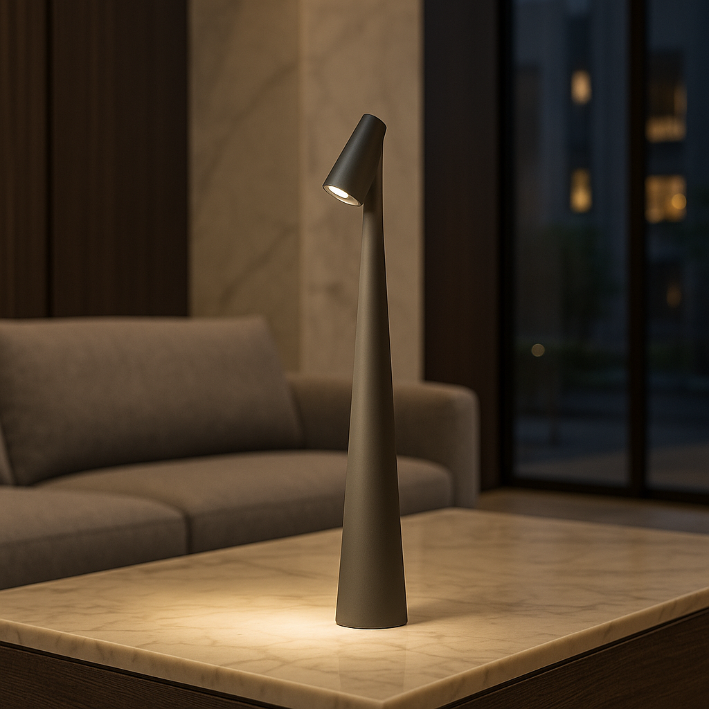 Elegante Oplaadbare Draadloze Tafellamp - Dimbare LED Nachtkast Lampje Grijs