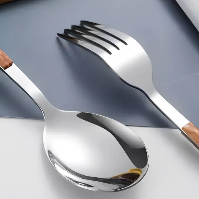 30-delige Gouden Bestekset met Houten Handvat en Elegante Afwerking 2