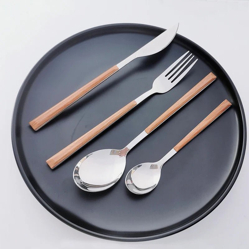 30-delige Gouden Bestekset met Houten Handvat en Elegante Afwerking 4