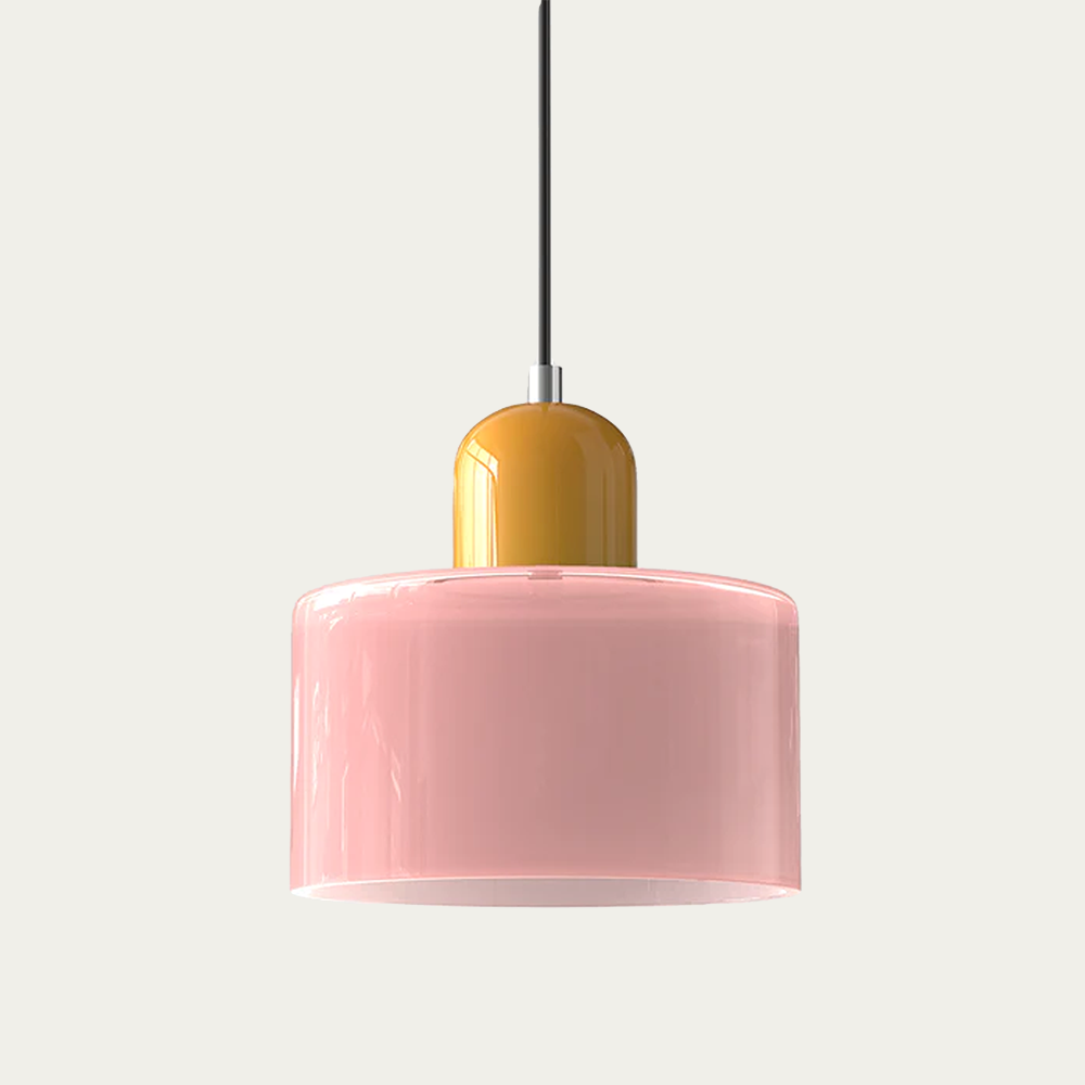 Glazen Hanglamp 15 x 17cm Roze Geel