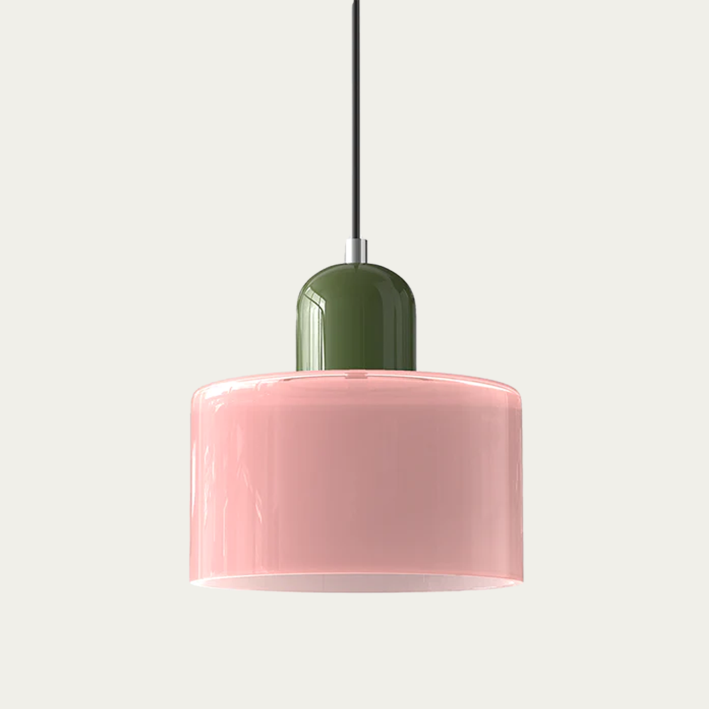 Glazen Hanglamp 15 x 17cm Roze Groen