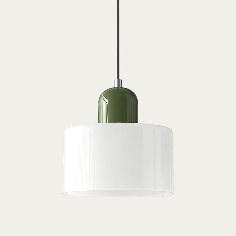Glazen Hanglamp 15 x 17cm Wit Groen