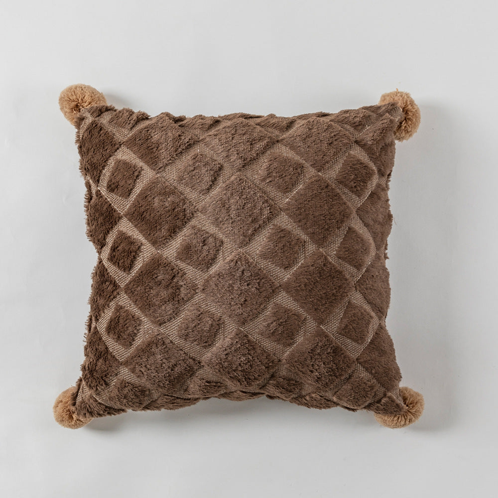 Geborduurde Kussenhoes met Patroon 45 x 45cm Bruin