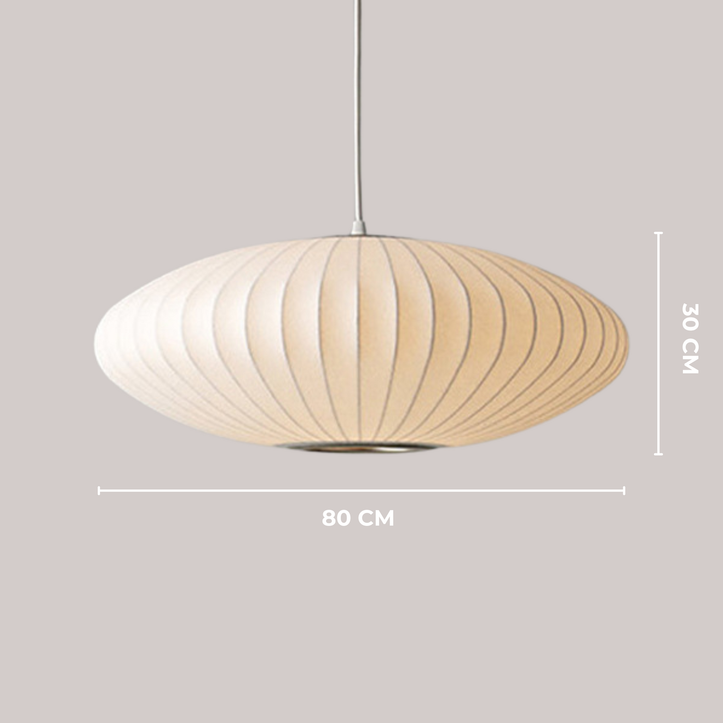 Handgemaakte Ellipsvormige Hanglamp voor Eettafel - Verstelbaar PVC en Staal, Japandi Stijl 30 x 80cm