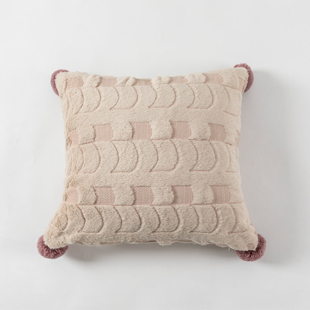 Geborduurde Kussenhoes met Patroon 45 x 45cm Roze