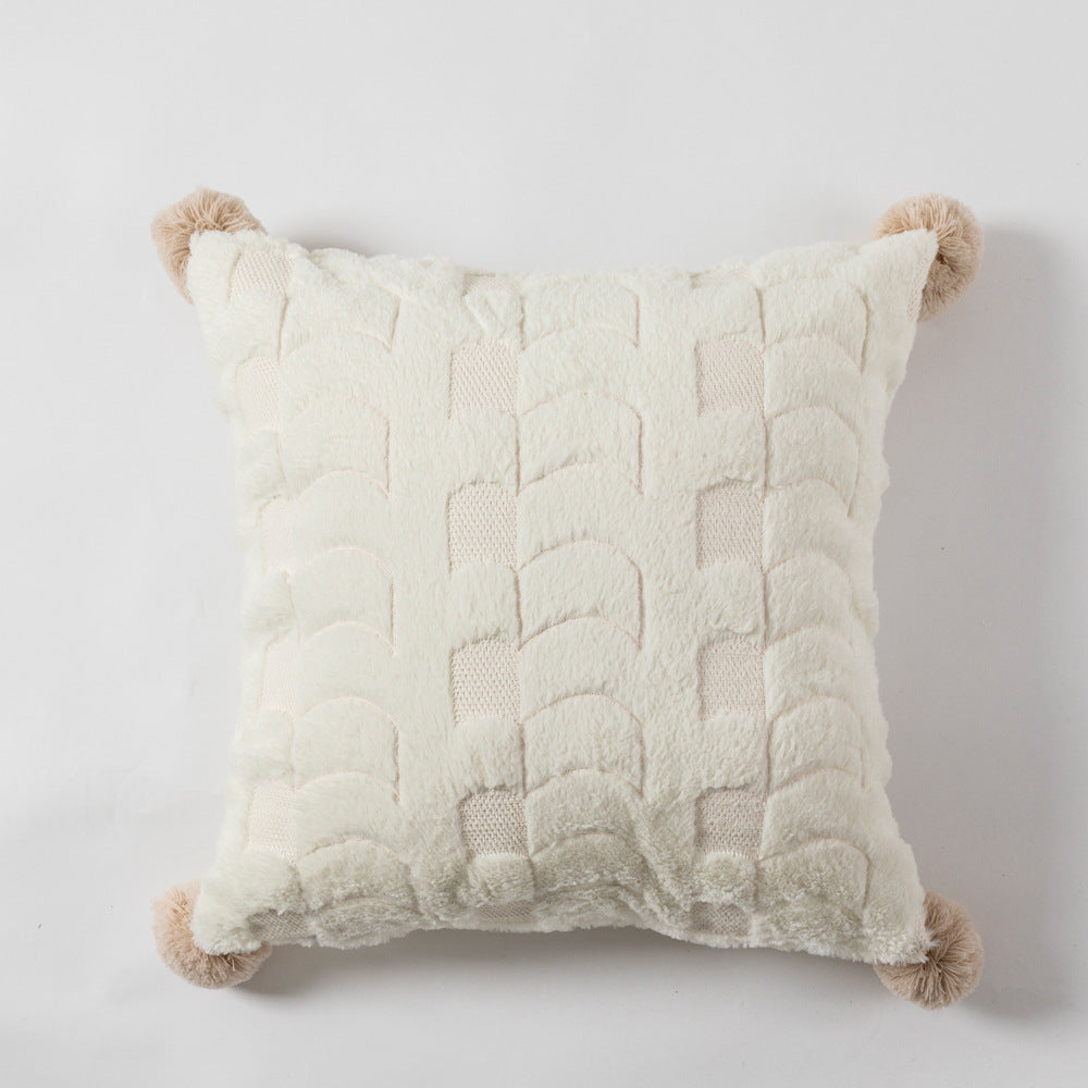 Geborduurde Kussenhoes met Patroon 45 x 45cm Wit