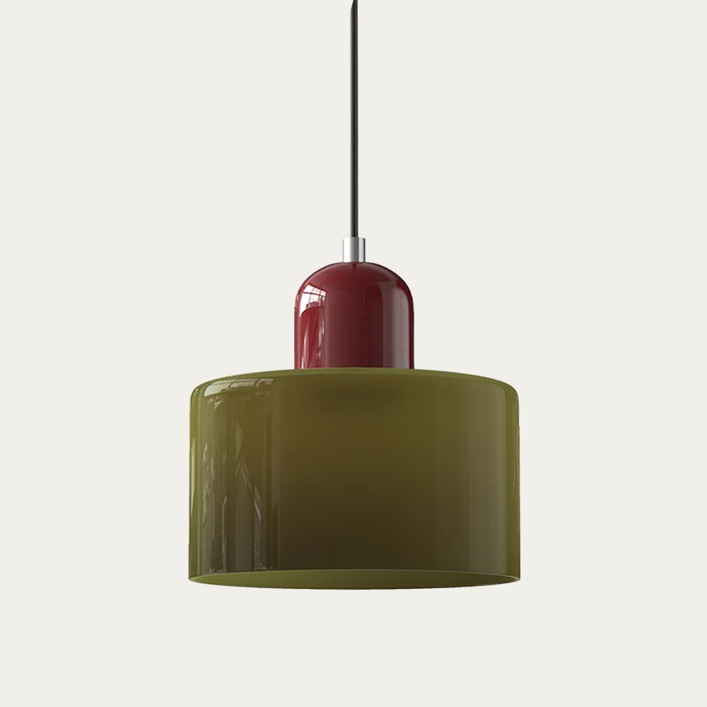 Glazen Hanglamp 15 x 17cm Donkergroen Rood