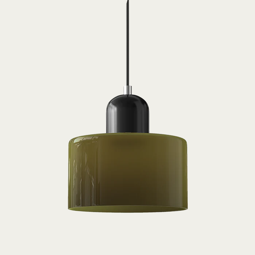 Glazen Hanglamp 15 x 17cm Donkergroen Zwart