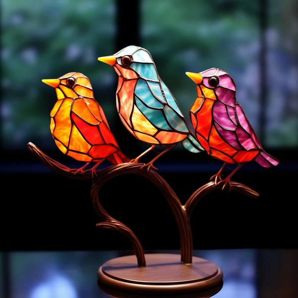 Elegante Vogel Ornamenten van Metaal - Decoratie op Eettafel 3 vogels (versie 1)