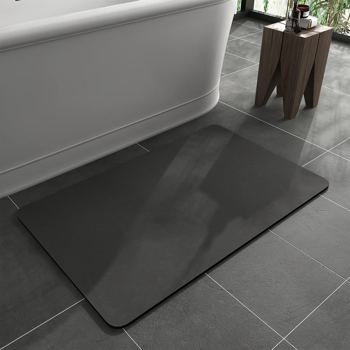 Antislip Badmat met Sneldrogend Oppervlak en Rubberen Onderkant Donkergrijs