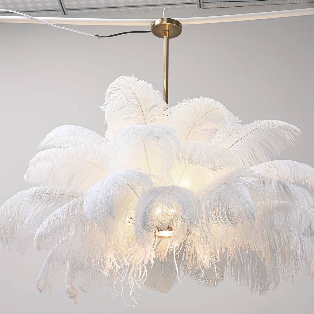 Artistieke LED Plafondlamp Kroonluchter met Struisvogelveren – Plafondlamp voor Slaapkamer en Woonkamer 4