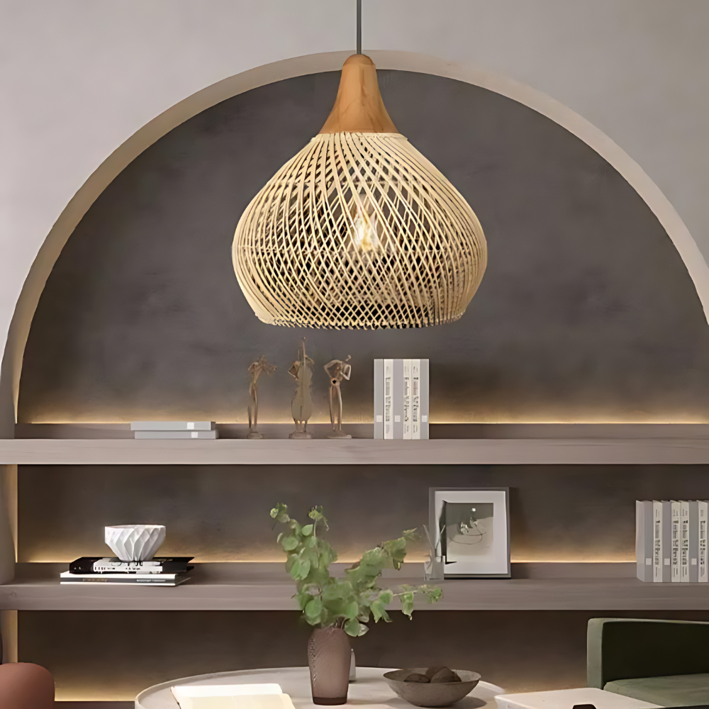 Boho Rotan Hanglamp Handgemaakt met Warme Verlichting