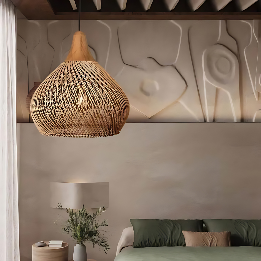 Boho Rotan Hanglamp Handgemaakt met Warme Verlichting
