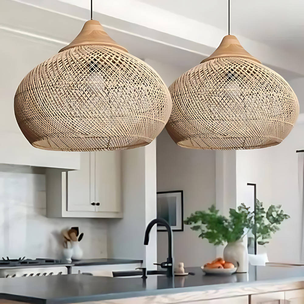 Boho Rotan Hanglamp Handgemaakt met Warme Verlichting