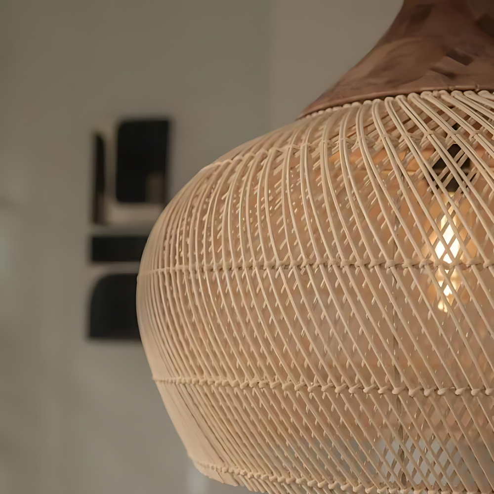 Boho Rotan Hanglamp Handgemaakt met Warme Verlichting