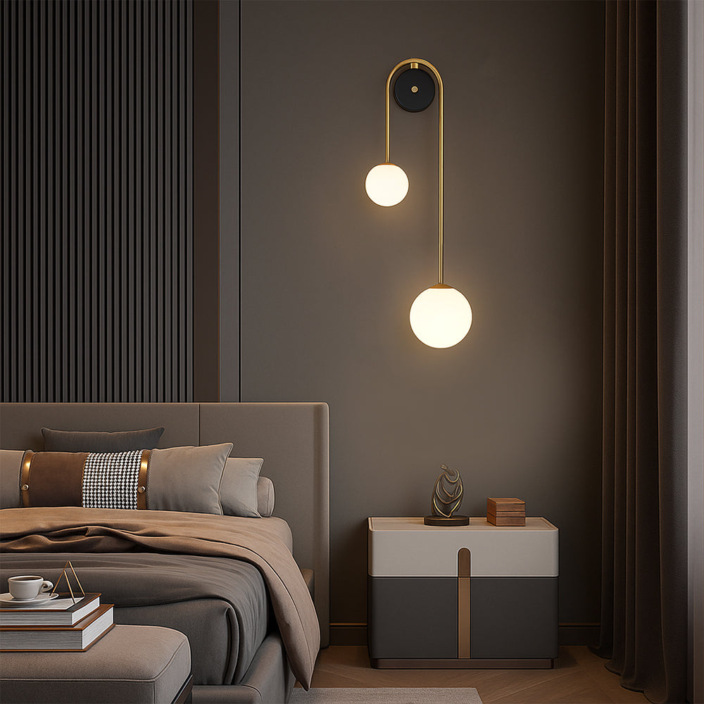 Boog Wandlamp Goud van Messing en Glas – Elegante Muurlamp voor Binnenverlichting 0