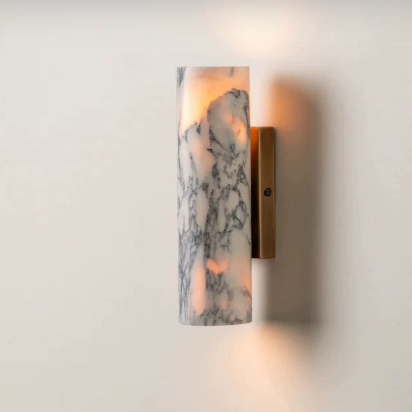 Calacatta Marmeren Wandlamp met Verouderd Messing en Twee Lichtbronnen voor Binnengebruik 5