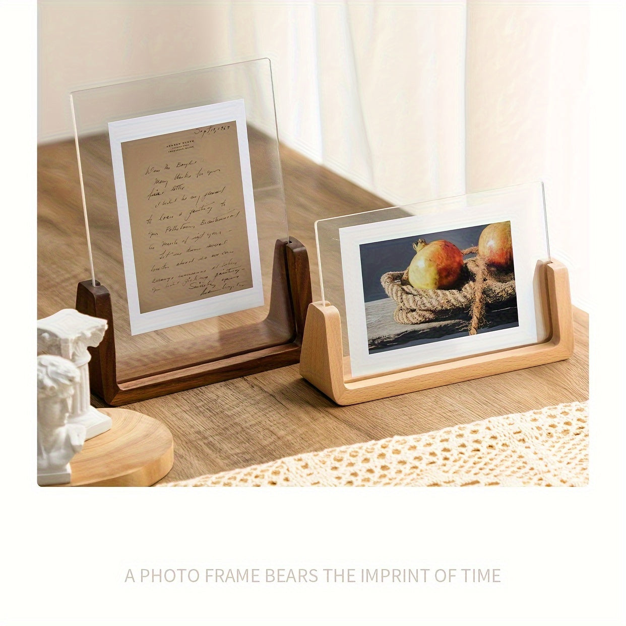 Chic 6-Inch U-Vormige Fotolijst van Acryl en Massief Hout – Horizontaal en Verticaal Gebruik 2