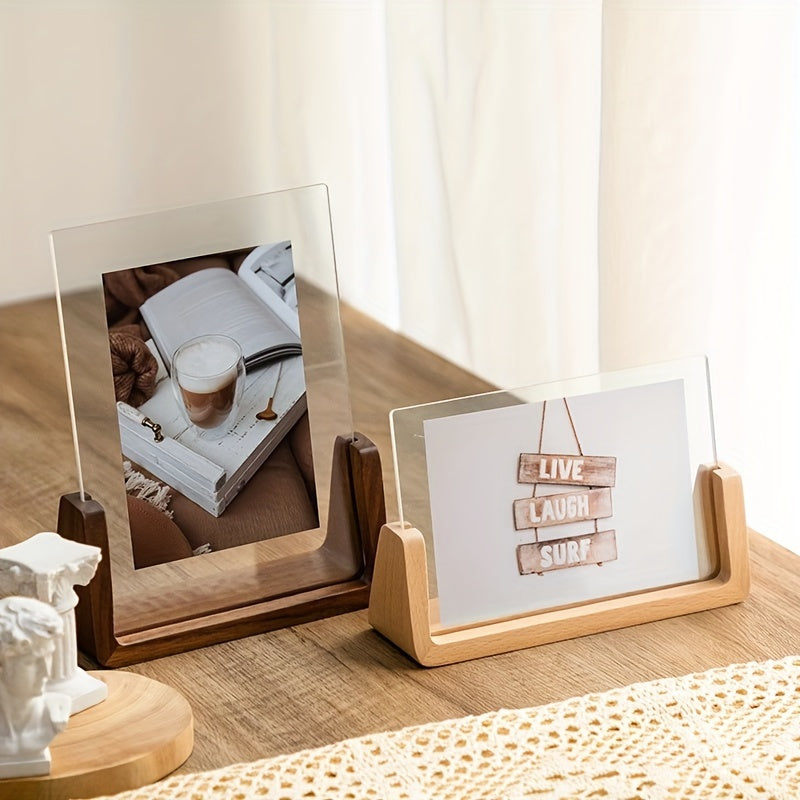 Chic 6-Inch U-Vormige Fotolijst van Acryl en Massief Hout – Horizontaal en Verticaal Gebruik 5