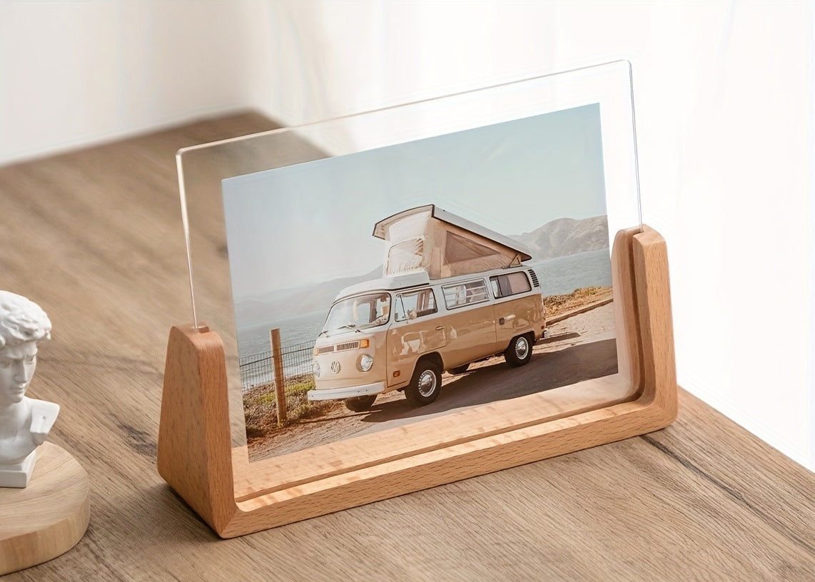 Chic 6-Inch U-Vormige Fotolijst van Acryl en Massief Hout – Horizontaal en Verticaal Gebruik 6