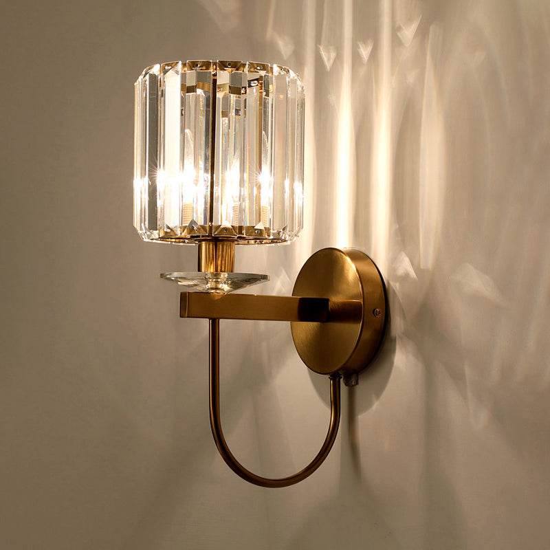 Cilindrische Kristalwandverlichting Binnen met Gouden Afwerking – Modern Design voor Woonkamer en Slaapkamer 1