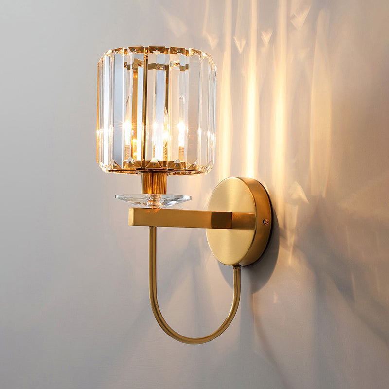 Cilindrische Kristalwandverlichting Binnen met Gouden Afwerking – Modern Design voor Woonkamer en Slaapkamer 3