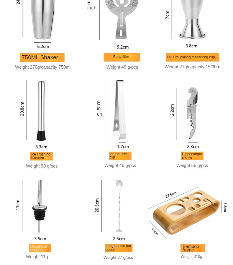 Cocktailset met 10-delige Bar Kit en Luxe Metallic Afwerking voor Professionele Cocktails 7
