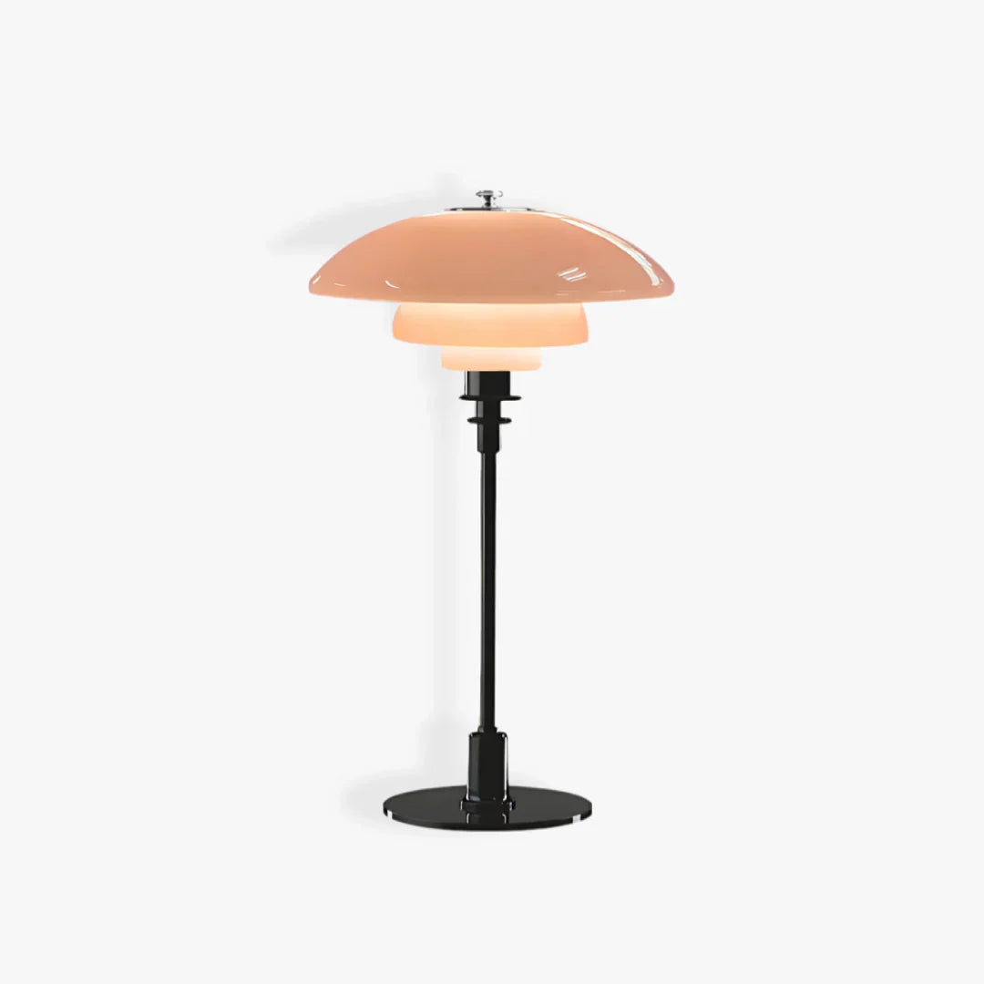 Moderne Deense Tafellamp van Metaal en Glas Zwart + Roze