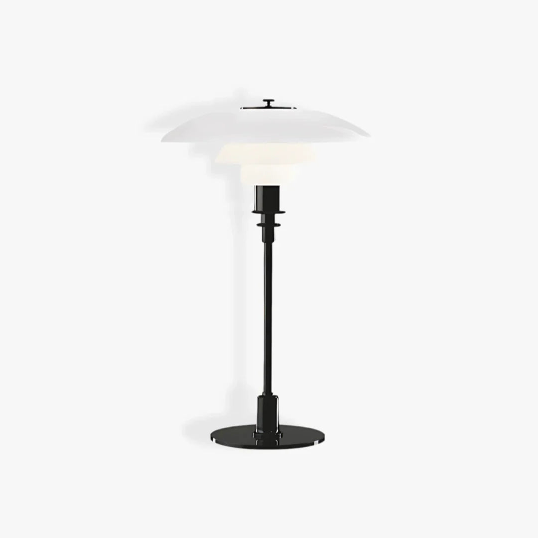 Moderne Deense Tafellamp van Metaal en Glas Zwart + Wit