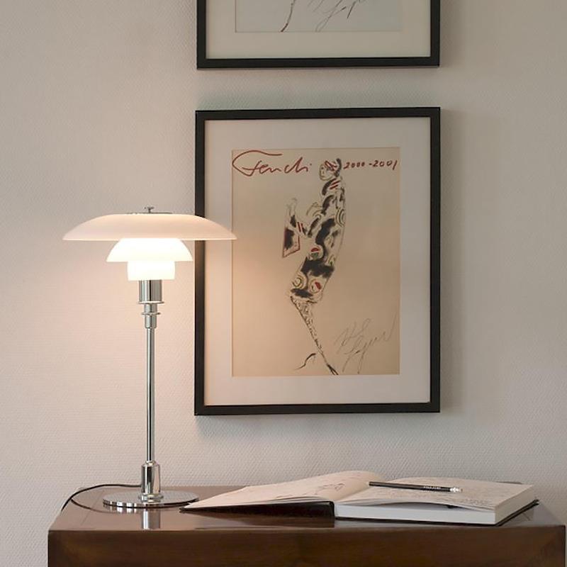 Moderne Deense Tafellamp van Metaal en Glas