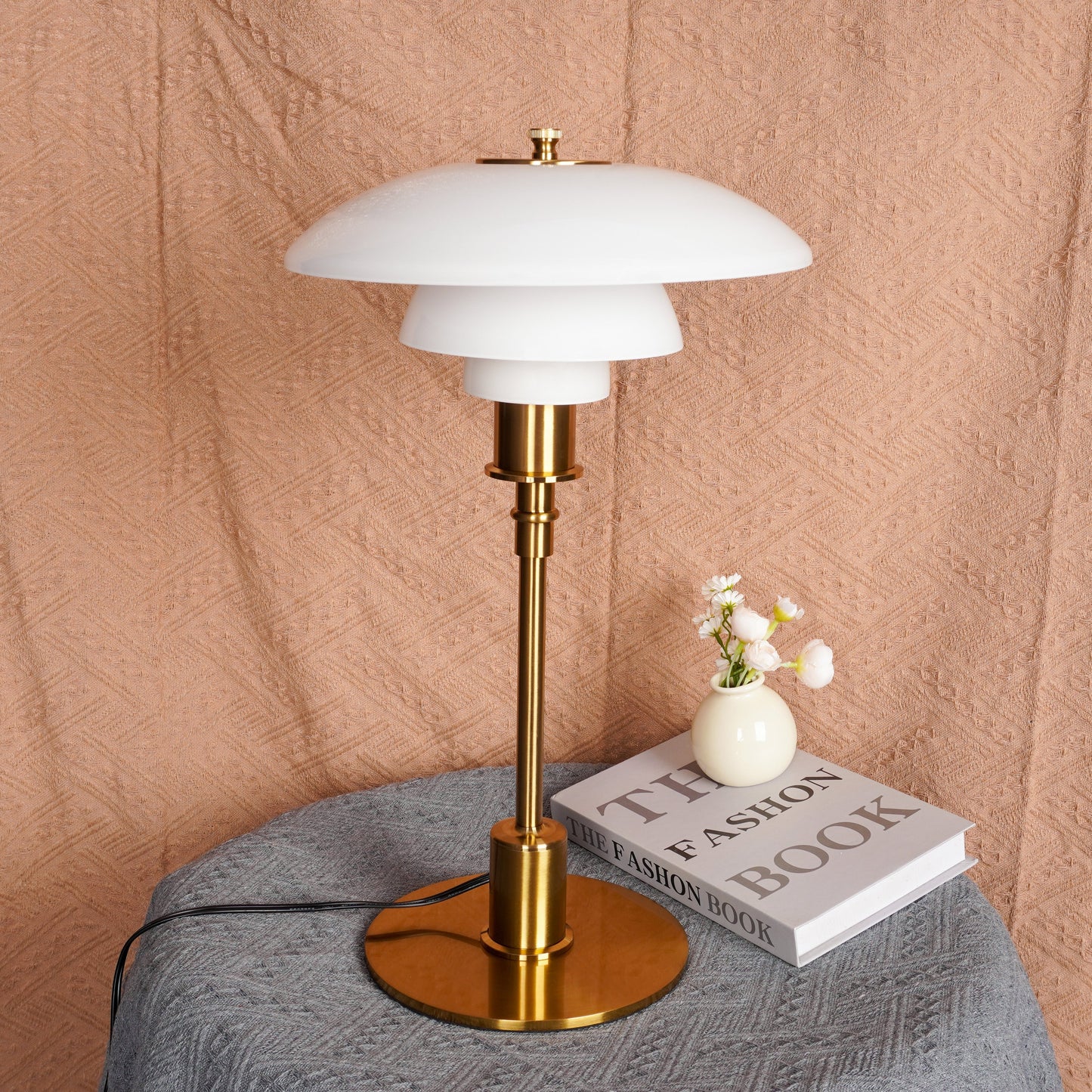 Moderne Deense Tafellamp van Metaal en Glas