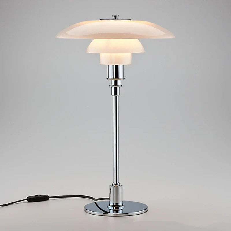 Moderne Deense Tafellamp van Metaal en Glas