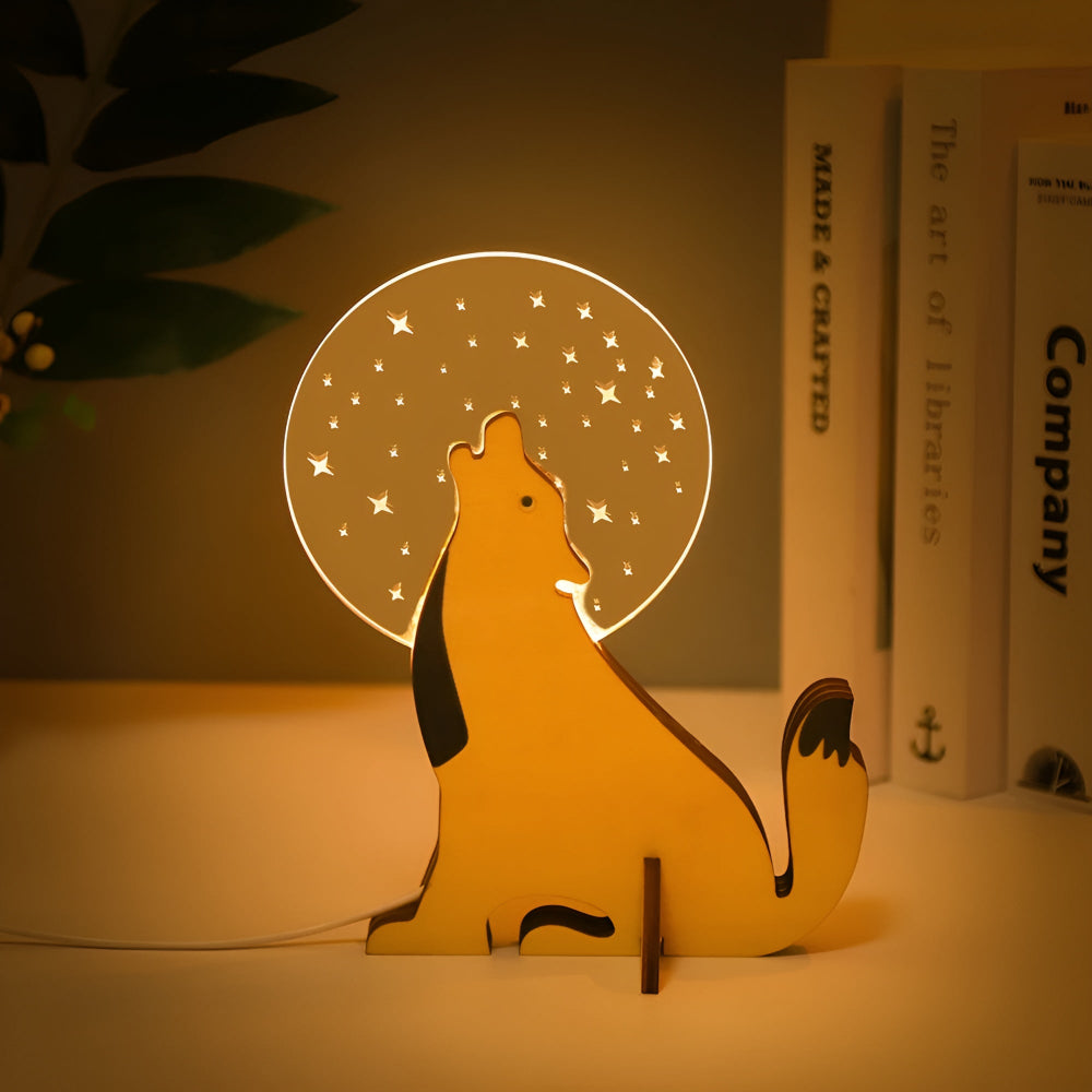 Kinderlamp met Diermotieven en LED Nachtverlichting voor de Kinderkamer Weerwolf