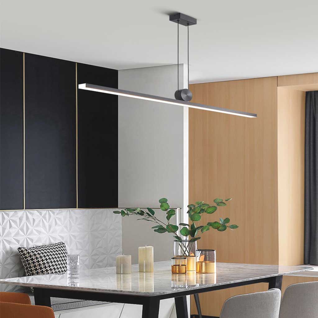 Dimbare Zwarte Hanglamp voor Eettafel met Afstandsbediening en Instelbare Lichtkleuren 1