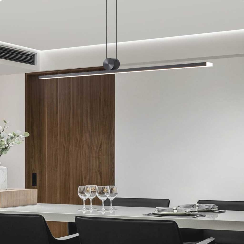 Dimbare Zwarte Hanglamp voor Eettafel met Afstandsbediening en Instelbare Lichtkleuren 3