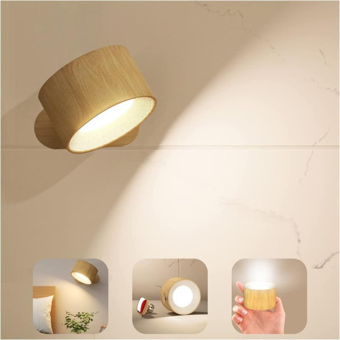 Draadloze Oplaadbare 360° Muurlamp voor Binnen en Buiten