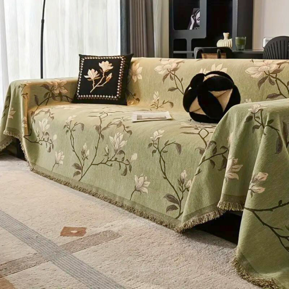 Elegante Bankhoes met Vintage Bloemenontwerp en Kwastversiering voor Bescherming 1