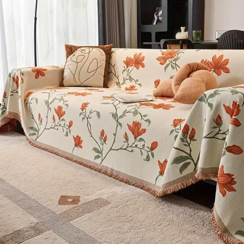 Elegante Bankhoes met Vintage Bloemenontwerp en Kwastversiering voor Bescherming 4