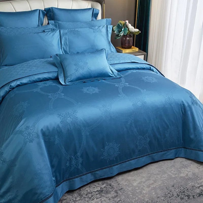 Elegante Blauw Dekbedovertrekset 100% Egyptisch Katoen 200 x 230 cm met 2 Kussenslopen 2