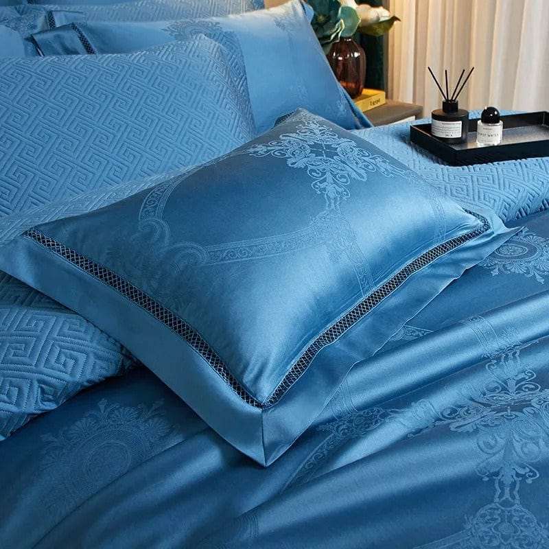 Elegante Blauw Dekbedovertrekset 100% Egyptisch Katoen 200 x 230 cm met 2 Kussenslopen 3
