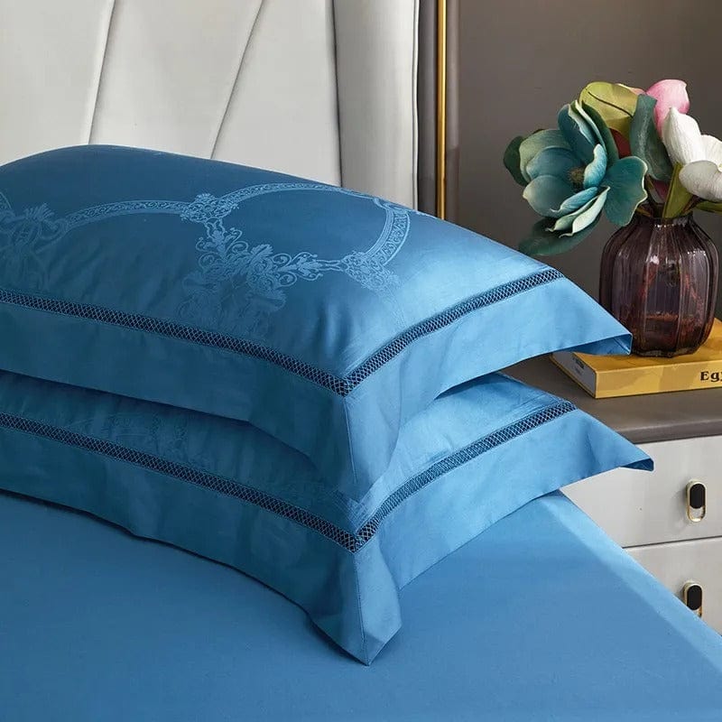 Elegante Blauw Dekbedovertrekset 100% Egyptisch Katoen 200 x 230 cm met 2 Kussenslopen 4