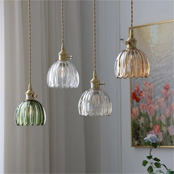 Hanglamp met Geribbeld Glas - Retro Stijl