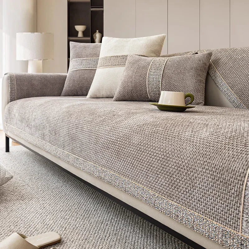 Elegante Linnen Look Sofa Cover voor Banken – Stijlvolle Bescherming tegen Vlekken en Dierenharen 2