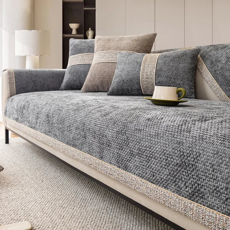 Elegante Linnen Look Sofa Cover voor Banken – Stijlvolle Bescherming tegen Vlekken en Dierenharen 3