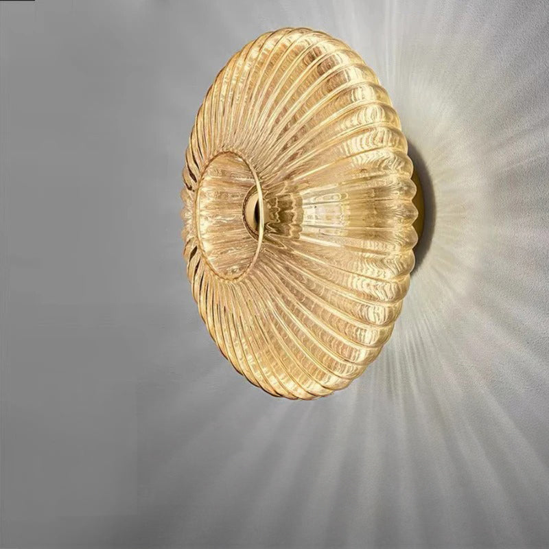 Elegante Ronde Wandlamp van Glas met LED Cognac