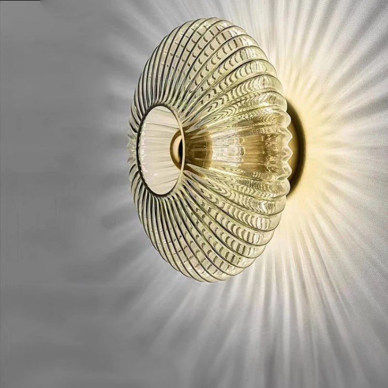Elegante Ronde Wandlamp van Glas met LED Rookgrijs
